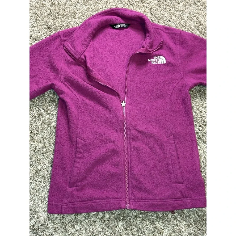 The North Face Girls TKA 100 Glacier Full Zip Fleece Jacket Fuchsia Purple Med